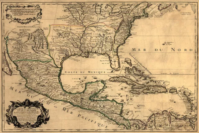 1700s New World Spanish Colonies Old Map Wall Art Home Decor - POSTER 20"x30"