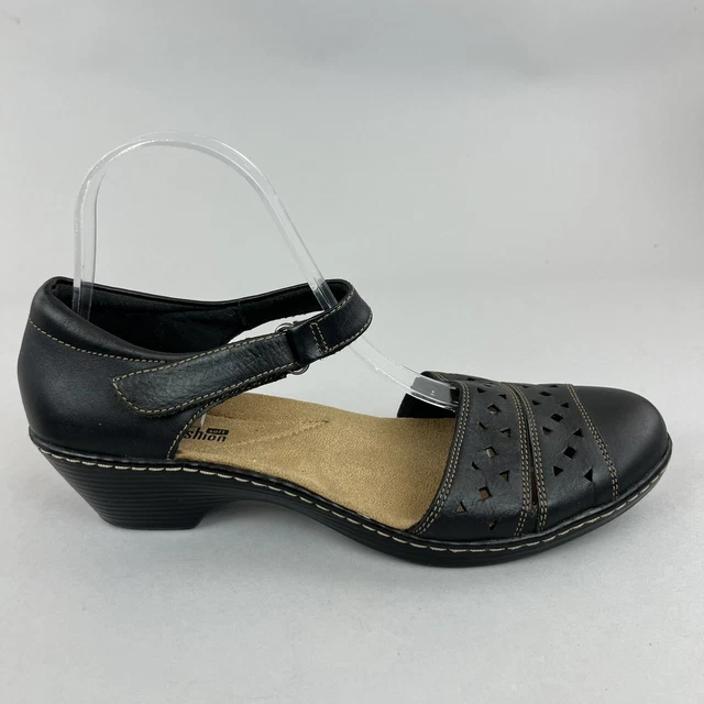 Clarks Woman Soft Cushion Black Leather Strappy Cameroon | Ubuy