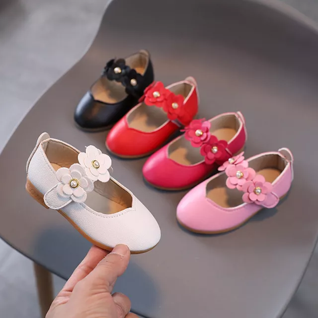 Baby Kids Girls Mary Jane Princess Wedding Party Leather Dress Soft Flats Shoes