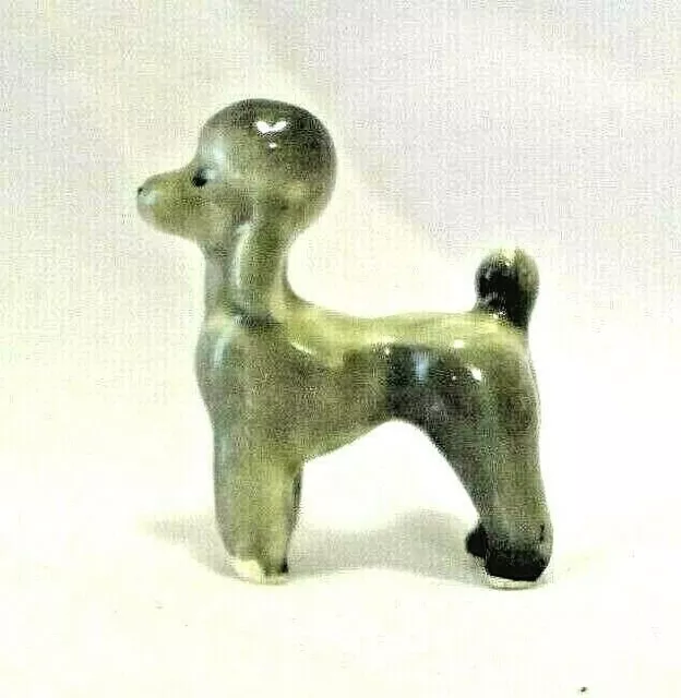 Vintage Hagen Renaker? Standing Gray Poodle Ceramic Figurine 1.25" Tall 1" Long