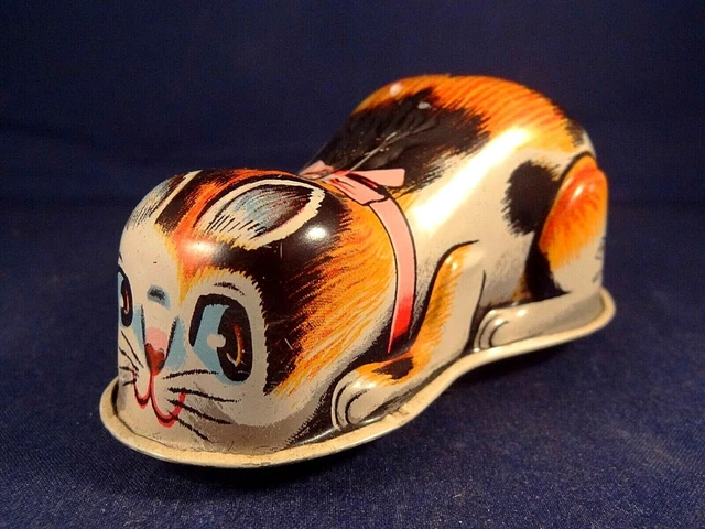 Ancien Jouet Mécanique Grenouille En Tôle – Remontoir Par Le Chapeau – Japon YONE Années 60