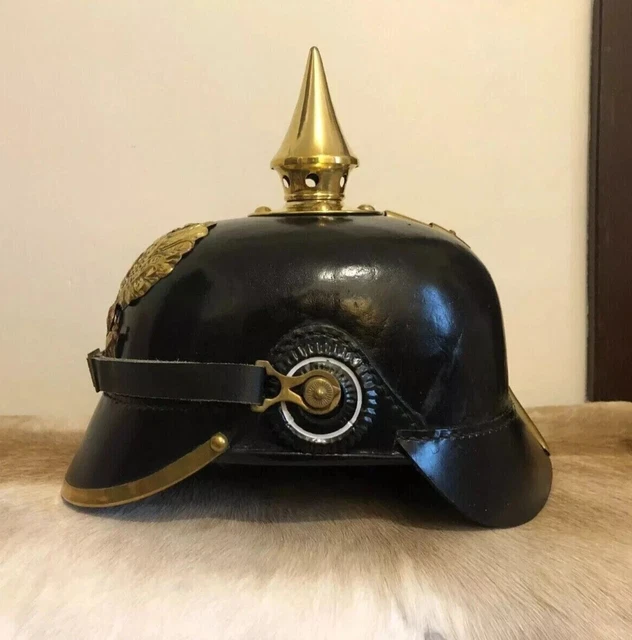 Casque Pickelhaube Prussien En Cuir - Reproduction Faite Main, Militaria Allemande