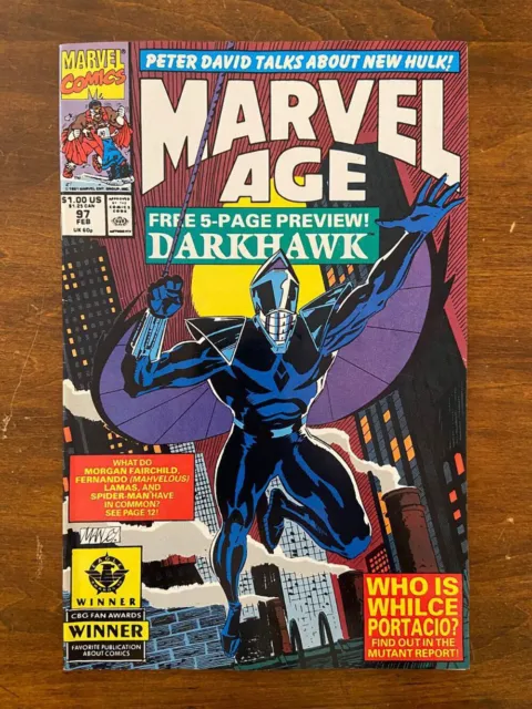 MARVEL AGE #97 (Marvel, 1983) VF first Darkhawk