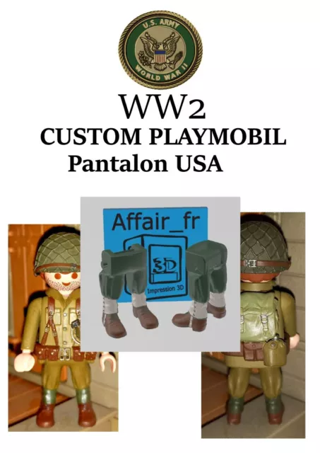 Custom compatible Playmobil WW2 en 3D - 1 pantalon Américain - USA à peindre