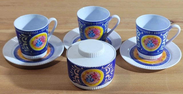 7 PIECE 3 Place Setting Plastic Tea Set Made in France Man Serenading ...