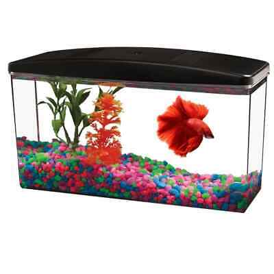 Aquarium 1/2 Gallon Fish Tank with Full Hood Betta View Impact-Resistant NEW