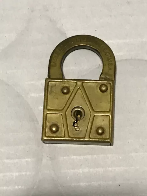 Antique Eagle Lock Co Terryville CT  Brass  with Key patent 1896 + Small Padlock