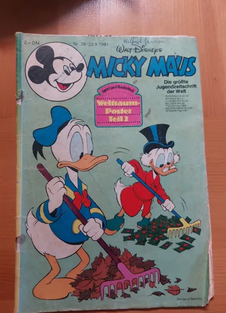 Walt Disneys Micky Maus Heft Nr. 39/22.9.1981 - ohne Extra