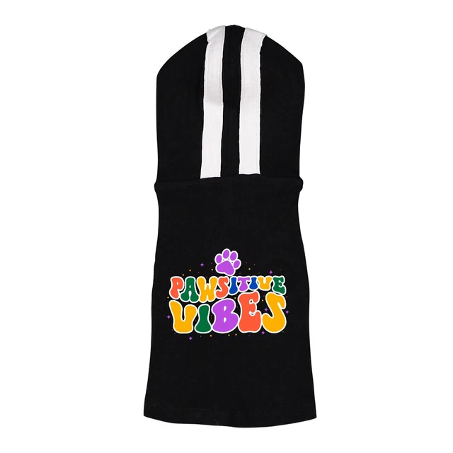 Pawsitive Vibes Dog Shirt with Hoodie - Colorful Text Dog Hoodie - Cool Dog C...