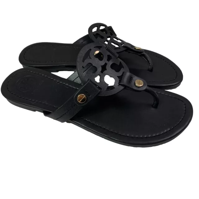 Tory Burch Miller Black Patent Leather Flip Flop Sandal Womens 9 New Without Box