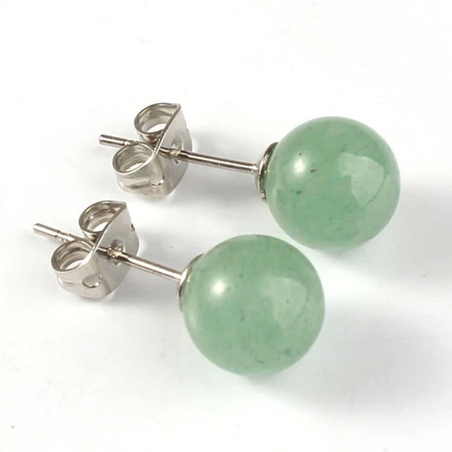 Women Jewelry Natural Crystal Stones Round Beads Ear Studs Pink Crystal Earrings