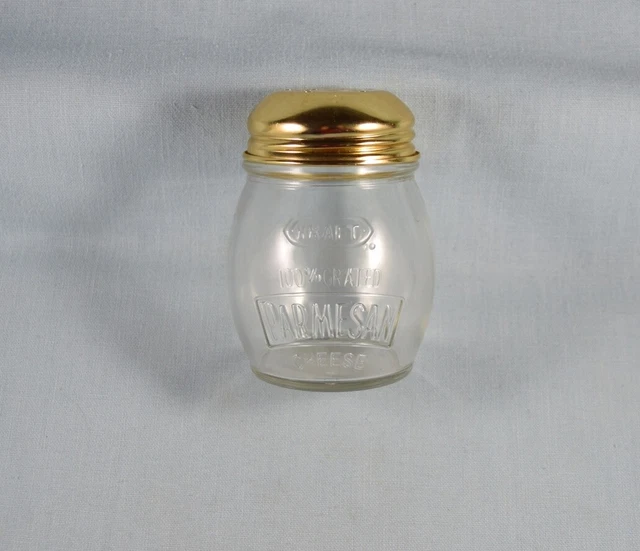 Vtg Kraft 100% Grated Parmesan Cheese Glass Shaker - Gold Tone Lid