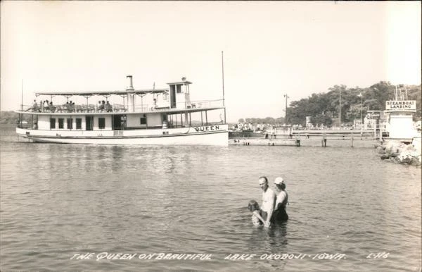 RPPC Arnolds Park,IA The Queen on Beautiful Lake Okoboji Dickinson County Iowa