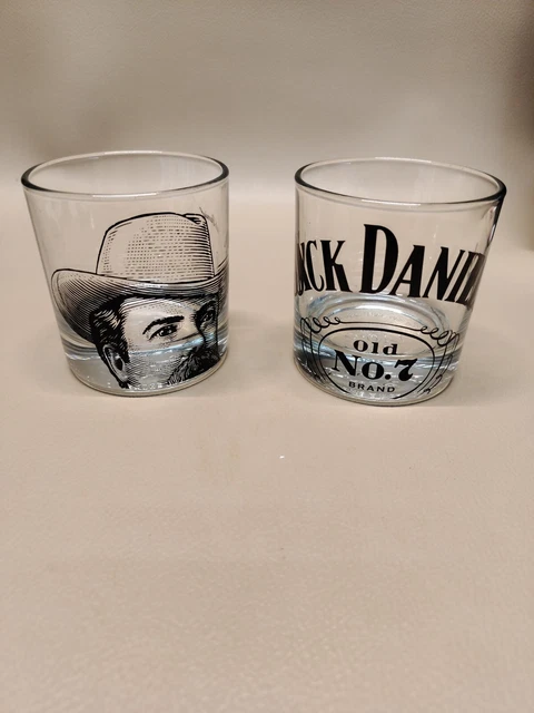 Set 2 Jack Daniels Old No 7 Whiskey Rocks Glass Portrait Rock Glasses Bar Decor