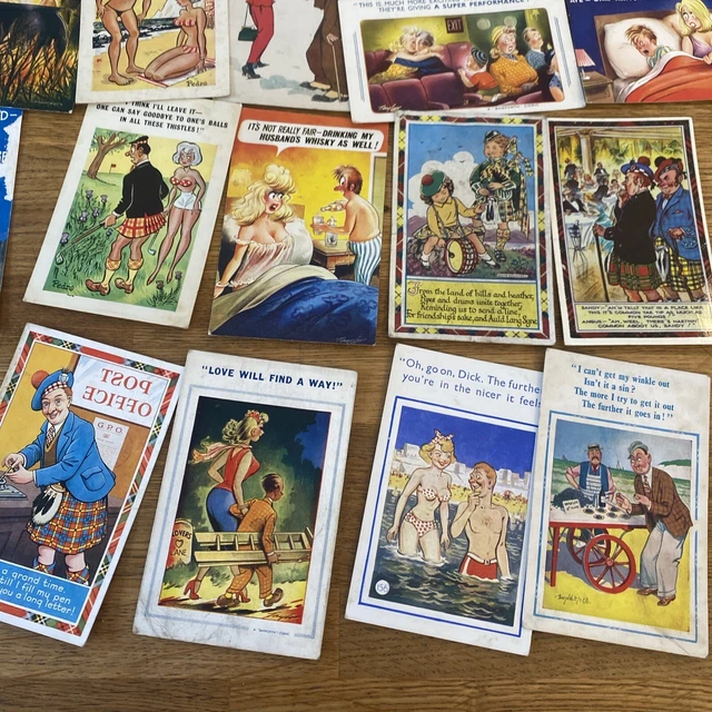VINTAGE SAUCY SEASIDE postcards comedy bamforth Scottish joblot bundle ...