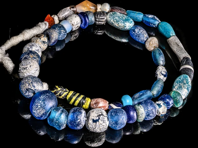 A Mixed Strand of Old Ancient Islamic Period Glass Beads and Trade Beads CRBM_10