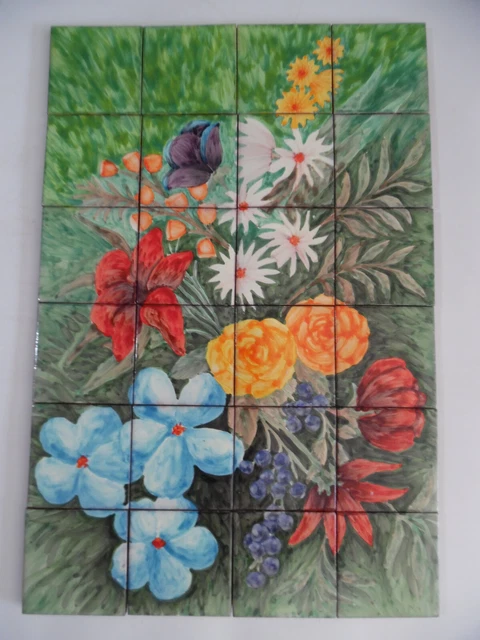 25" CERAMIC TILE MURAL mexican talavera mosaic hand painted backsplash