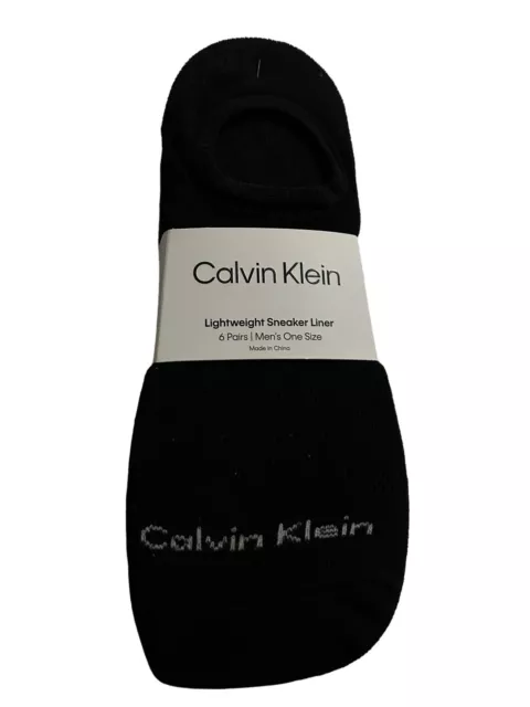 Calvin Klein Men's Black Poly Cotton Sneaker  Basic 6 Pack Liner Socks One size