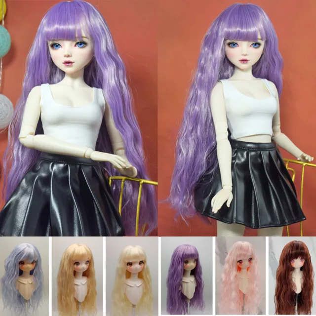 Dolls Long Wavy Wigs with Bangs Soft Hair Accessory for 1/3 1/4 1/6 BJD SD Doll