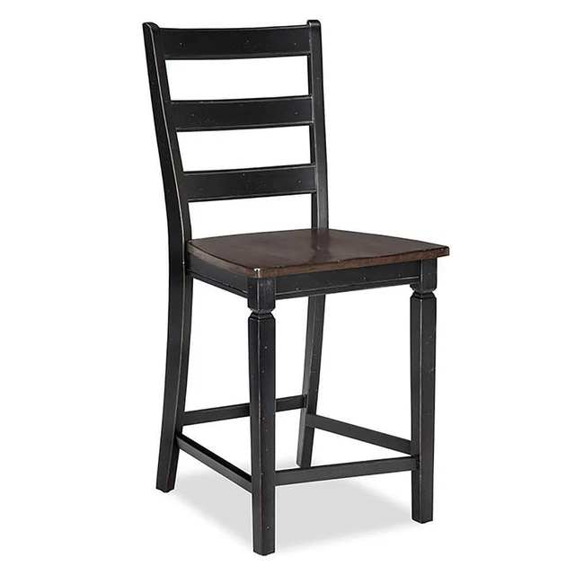 Glennwood Ladder Back Barstool w/Wood Seat, Rubbed Black and Charcol finish...
