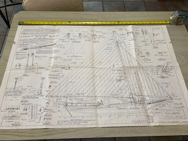Vintage Ship Builder Plans Chesapeake Oyster Boat 3 Sheets