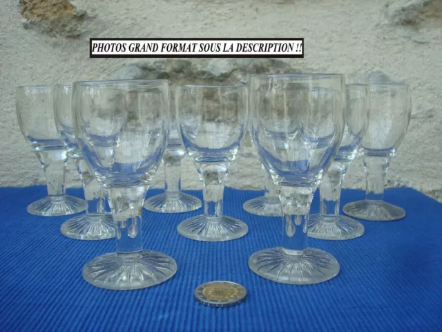 Belle série lot de 9 petit verres Cristal Taillé XIXeme Baccarat St Louis