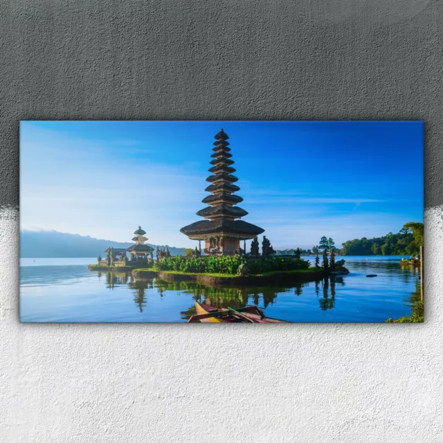 Tempel auf See Landschaft 100x50 Leinwand Canvas Wandbild Bild XXL