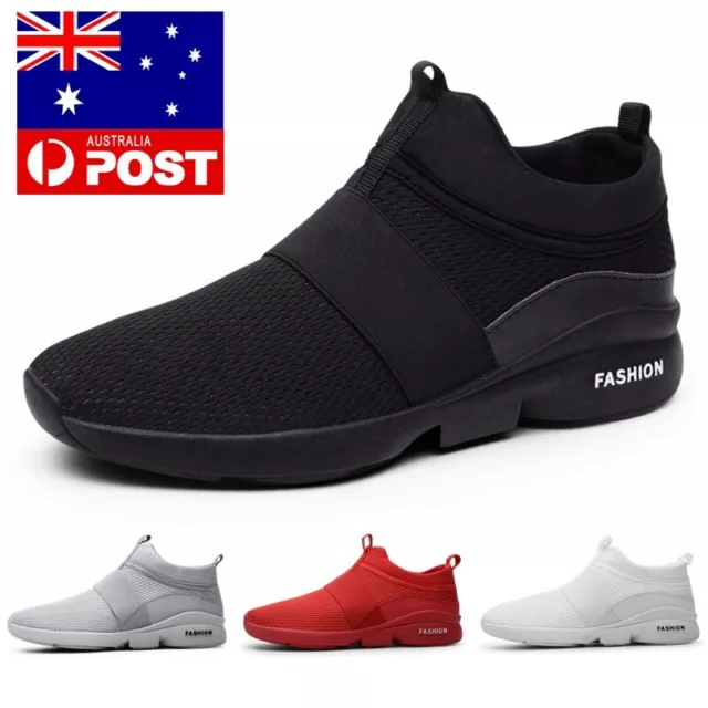 Mens Gym Sports Shoes Jogging Running Sneakers Walking Casual Slip On Shoes 2023