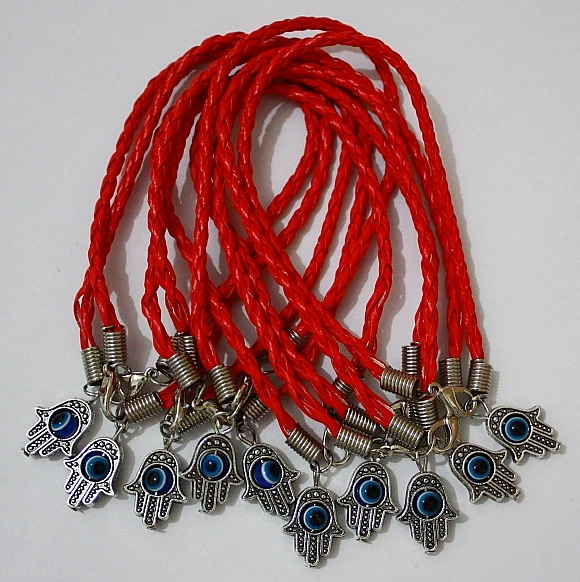 lot 3 HAMSA contre MAUVAIS OEIL cordon BLEU Bijoux Porte-Bonheur de Kabbale