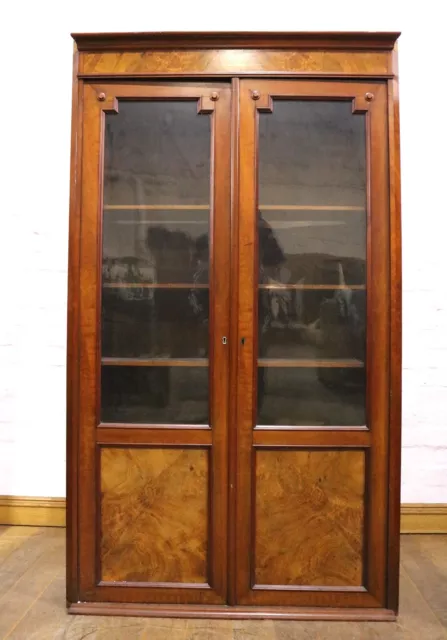 Restoration - Antique continental double door glazed bookcase - display cabinet