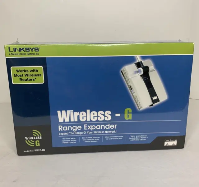 Linksys Wireless-G Range Expander WRE54G Network Extender New Old Stock Sealed