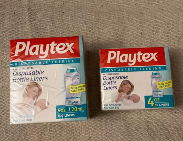 2 Playtex ULTRASEAL 4 oz Disposable Baby Bottle 140 Liners in total New Sealed