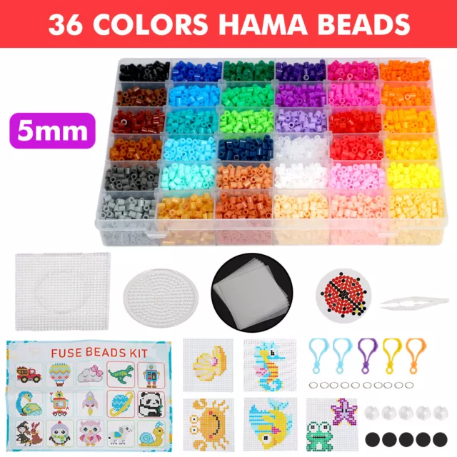 KIT DE CUENTAS de perlas/hama de 5 mm para niños divertido hágalo usted  mismo artesanía conjunto 24/36 colores juguetes de regalo EUR 24,01 -  PicClick ES