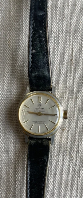 Montre Vintage Mortima Super De Luxe - Mécanique, Antimagnétique, Bracelet Cuir Noir