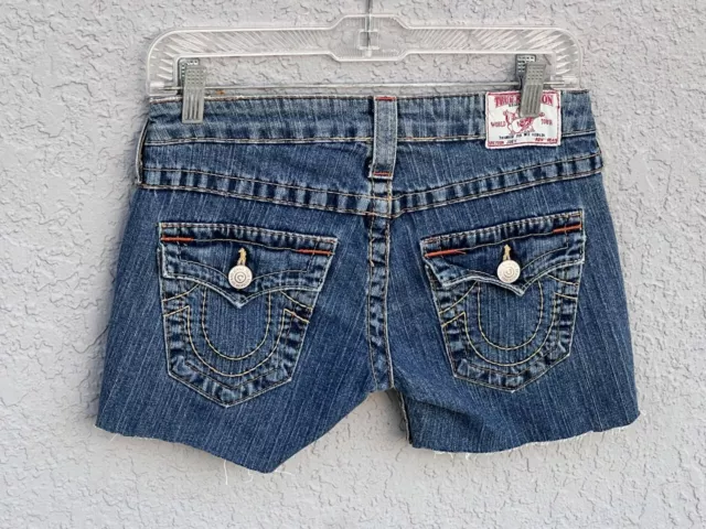 true religion joey size 25 hand-cut shorts with flap back pockets USA 2