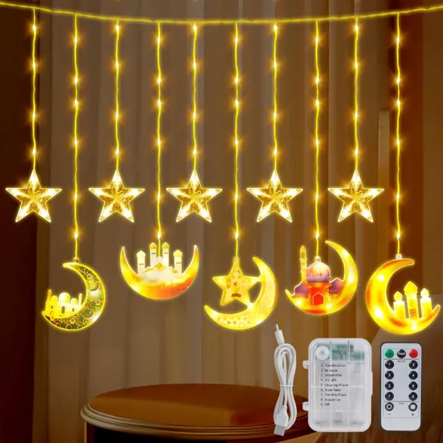 LED Muslim Ramadan Lichterkette,Eid Mubarak Licht LED,3 Meter LED Mond Sterne Li