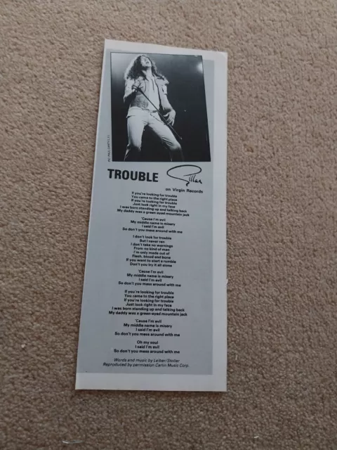 Tnewl57 Advert 11X4 Gillan : 'Trouble' Song Words