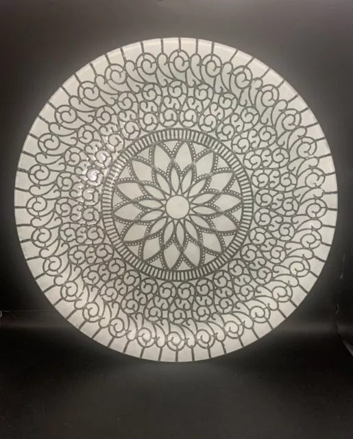 Sydenstricker Fused Art Glass Serving Platter White Embassy 12” Cape Cod Signed