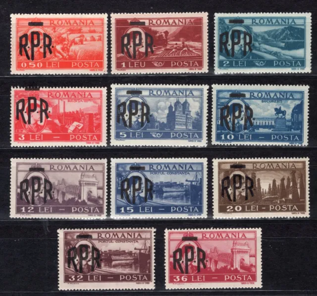 Romania 1948 Very Good Rpr Overprint Set Scott 684-694 Perfect Mnh