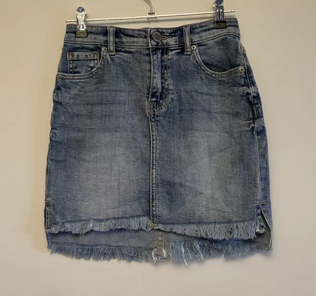 DECJUBA KIDS Girls blue raw hem adjustable waist cotton denim skirt size 10 yrs