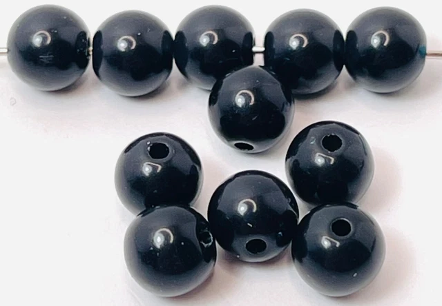 11 VTG Hawaiian Black Coral Beads Size 5mm x 5mm High Polished Round Beads