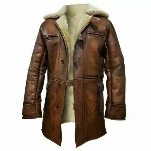 The Dark Knight Rises Tom Hardy Bane Coat Distressed Brown Fur Leather Jacket Uk