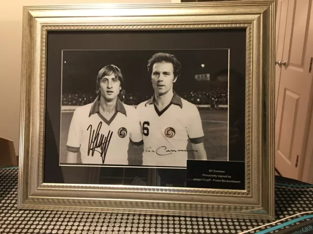 Johan Cruyff - Franz Beckenbauer signed large Photo + COA