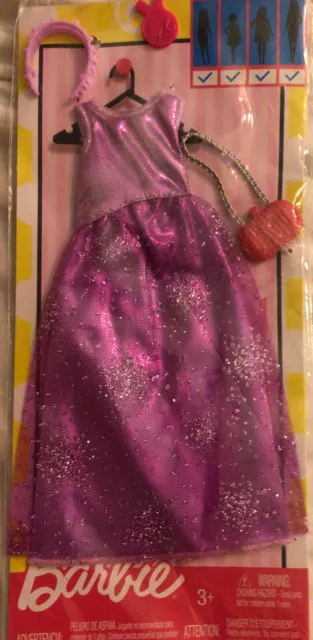 Genuine Mattel Barbie Doll Clothes Dress Headband Purse Fashion Pack
