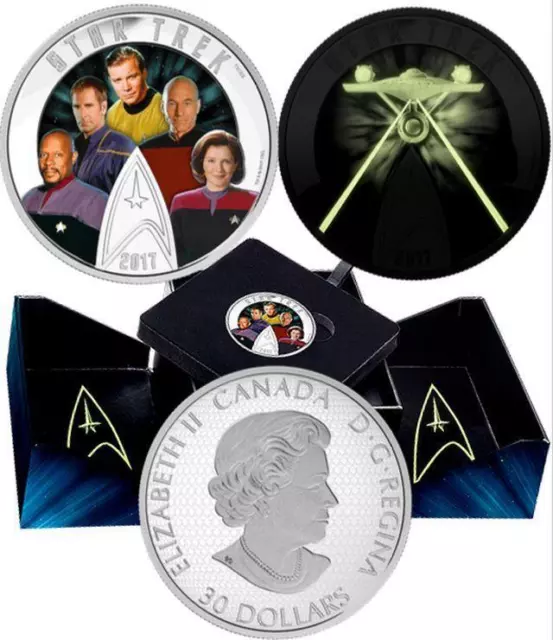 Canada - 2017 'Star Trek - Five Captains' Colorized Proof $30 - 2 oz Silver Coin