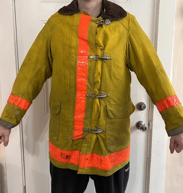 Vintage Fire Fighter Turnout Gear Coat Jacket Zimmerman 42-35-33 Antique