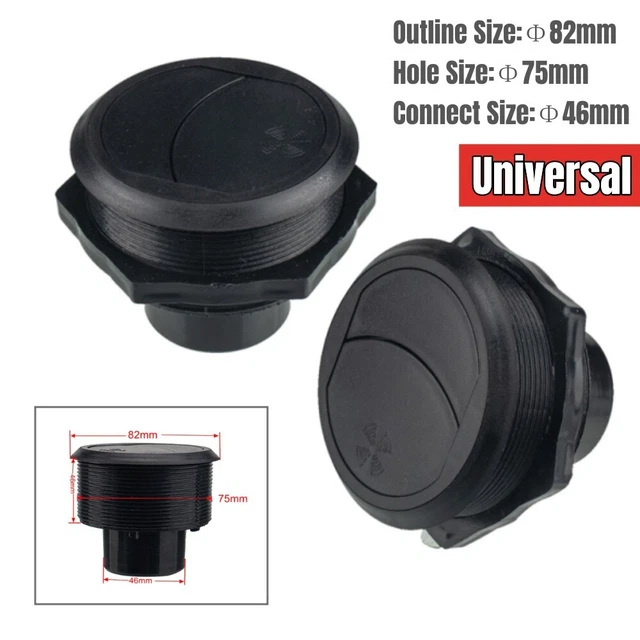 2x 46MM Universal Black Vent Air Outlet Rotating Round Ceiling Car RV ATV A/C US