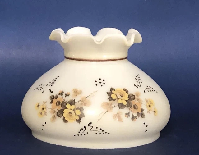 Vintage GWTW 6" Fitter Yellow Rose Hurricane Oil Or Electric Glass Lamp Shade