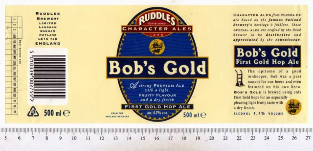 UK Beer Label - Ruddles Brewery - Rutland - Bob's Gold
