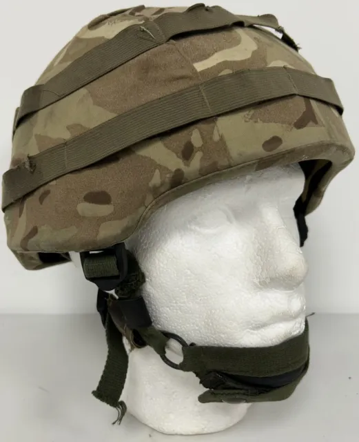 British Military Issue Mk.7 Ballistic Combat Helmet with MTP Camo Cover, Small